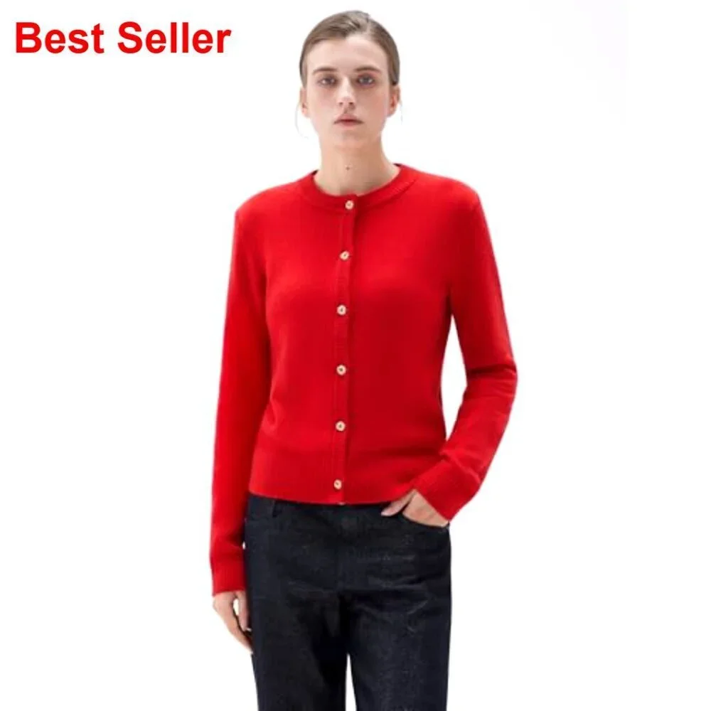 Chunky Cashmere Blend Cardigan Sweater, Button Up Long Sleeve, Fall Winter